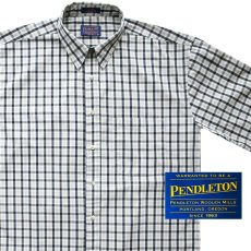 画像1: ペンドルトン 半袖 コットン シャツ（ネイビー・ベージュ・ライトグレー）/Pendleton Plaid Shortsleeve Shirt(Navy/Beige/Light Grey) (1)