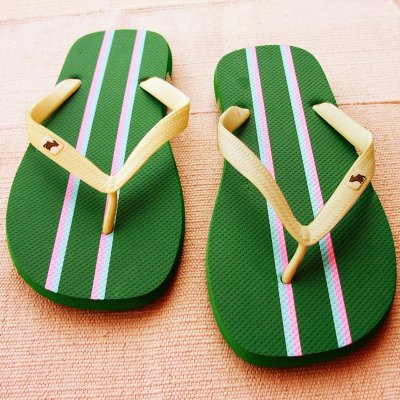 画像1: アバクロンビー＆フィッチ ビーチサンダル グリーン/ストライプ（メンズ）L/Abercrombie&Fitch Flip Flop Green Stripe（Mens)