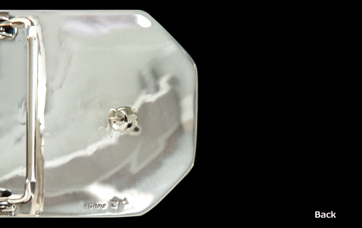 画像6: インディアン ホピ族 サンフェイス オーバーレイ シルバー バックル /Hipi Sterling Silver Sun Face Belt Buckle (6)