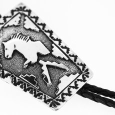 画像2: ネイティブアメリカン ナバホ族 ハンドメイド スターリングシルバー ボロタイ（ホース）/Navajo Sterling Silver Bolo Tie(Horse) (2)