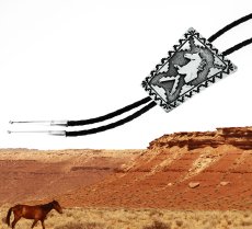 画像3: ネイティブアメリカン ナバホ族 ハンドメイド スターリングシルバー ボロタイ（ホース）/Navajo Sterling Silver Bolo Tie(Horse) (3)