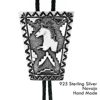 画像1: ネイティブアメリカン ナバホ族 ハンドメイド スターリングシルバー ボロタイ（ホース）/Navajo Sterling Silver Bolo Tie(Horse)