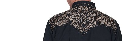 画像3: スカリー ウエスタン 刺繍 シャツ（長袖/ブラック・スクロールゴールド）/Scully Long Sleeve Embroidered Western Shirt(Men's)