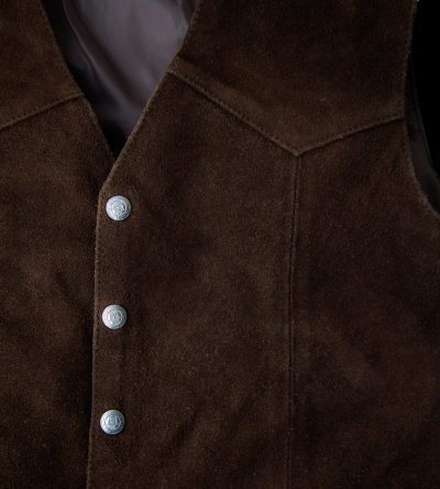 画像2: スカリー スナップフロント カーフスエード ベスト（ブラウン）/Scully Calf Suede Leather Vest(Brown)