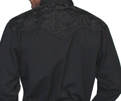 画像2: スカリー ブラック&ブラック刺繍 ウエスタン シャツ（長袖/ブラック）/Scully Long Sleeve Embroidered Western Shirt(Men's)