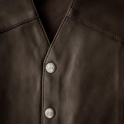 画像3: スカリー スナップフロント ラムレザー ベスト（ブラウン）/Scully Lamb Leather Vest(Brown)