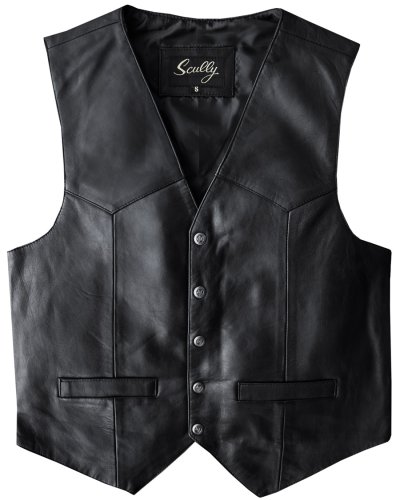 画像1: スカリー スナップフロント ラムレザー ベスト（ブラック）/Scully Lamb Leather Vest(Black)