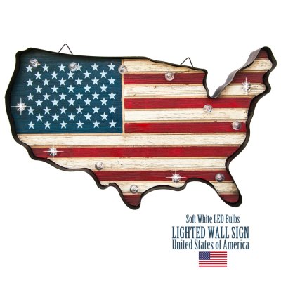 画像1: 星条旗・アメリカ国旗 LEDライト ウォール サイン/LED USA Wall Decor
