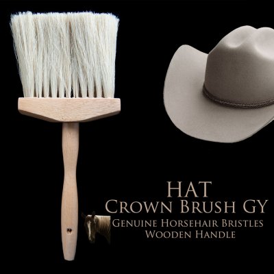 画像1: ハット用 ブラシ ホースヘアー  馬毛 クラウンブラシ（ナチュラル）/Hat Brush Horsehair Crown Brush Grey