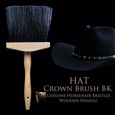 画像1: ハット用 ブラシ ホースヘアー 馬毛 クラウンブラシ（ブラック）/Hat Brush Horsehair Crown Brush Black
