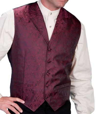 画像1: スカリー オールドウエスト ペイズリー ベスト（ワイン）/Scully Old West Paisley Vest(Burgundy)