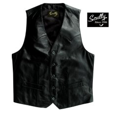 画像1: スカリー ウエスタン ラムレザー ベスト（ブラック）/Scully Western Lamb Leather Vest(Black) (1)