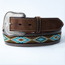 画像1: ノコナ ビーズ &コンチョ  アズテック ウエスタン レザー ベルト（ブラウン）34,36/Nocona Beaded Aztec Belt(Brown) (1)