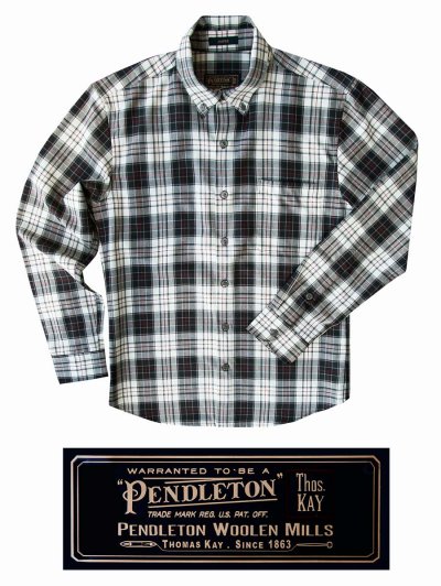 画像1: ペンドルトン サーペンドルトン 細身仕様・トーマス・ケイ ジャスパー ウールシャツ（ブラック・タン）/Pendleton Thomas Kay Jasper Shirt