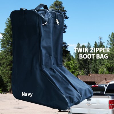 画像1: ウエスタンブーツ ブーツバッグ 持ち運び・キャリーバッグ ブーツ保管用バッグ ツインジッパー・ハンドストラップつき（ネイビー）/Hand Strap Twin Zipper Boot Bag(Navy)