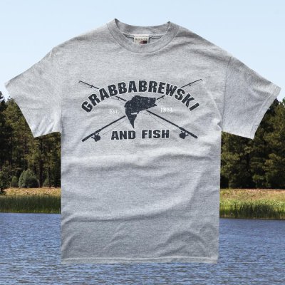 画像1: フィッシング・Fishing 半袖 Tシャツ（グレー）/GRABBABREWSKI AND FISH T-shirt(Grey)