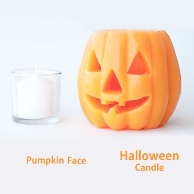 画像1: ハロウィンキャンドル パンプキンフェイス ジャック・オー・ランタン（オレンジ）/Halloween Candle Pampkin Face Jack-o'-Lantern(Orange)