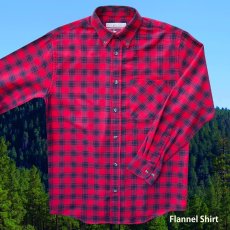 画像1: フランネルシャツ（レッドプラッド・長袖）M/Flannel Shirt(Red Plaid) (1)