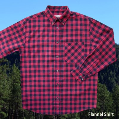 画像1: フランネルシャツ（レッド バッファロープラッド・長袖）M/Flannel Shirt(Red Buffalo Plaid)