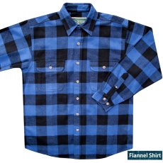 画像1: フランネル シャツ（ブルー・ブラック 長袖）M（身幅60cm）/Field & Stream Heavyweight Flannel Shirt (1)