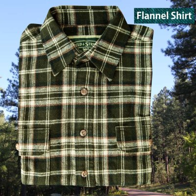 画像1: フランネル シャツ（フォレストグリーン・タン 長袖）M（身幅60cm）XL（身幅66cm）/Field & Stream Heavyweight Flannel Shirt
