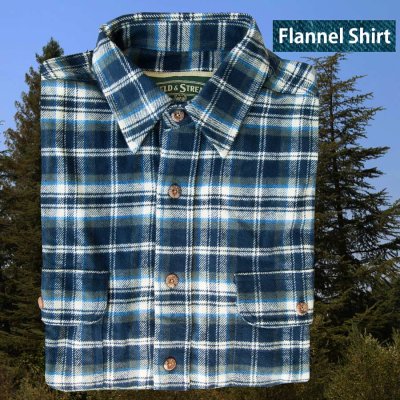 画像1: フランネル シャツ（ブルー・ホワイト・グリーン 長袖）M（身幅60cm）/Field & Stream Heavyweight Flannel Shirt
