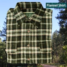 画像1: フランネル シャツ（フォレストグリーン・タン 長袖）M（身幅60cm）XL（身幅66cm）/Field & Stream Heavyweight Flannel Shirt (1)