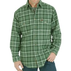 画像3: ラングラー フランネル シャツ（オリーブグリーン・長袖）/Wrangler Long Sleeve Flannel Work Shirt(Olive Green) (3)