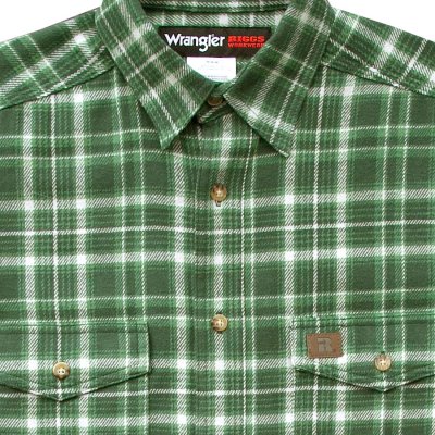 画像2: ラングラー フランネル シャツ（オリーブグリーン・長袖）/Wrangler Long Sleeve Flannel Work Shirt(Olive Green)