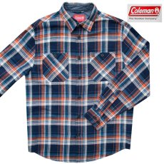 画像1: コールマン ブラッシュト フランネル シャツ（ネイビー・オレンジ/長袖）M/Coleman Brushed Flannel Shirt(Navy/Orange)  (1)