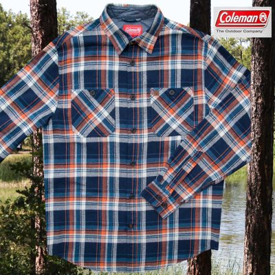 画像1: コールマン ブラッシュト フランネル シャツ（ネイビー・オレンジ/長袖）M/Coleman Brushed Flannel Shirt(Navy/Orange) 