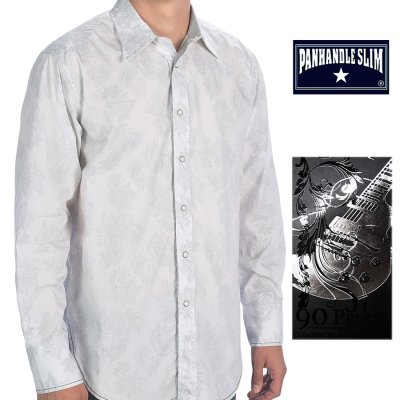 画像1: パンハンドルスリム リバースプリント ウエスタンシャツ ホワイト（長袖）/Panhandle Slim Long Sleeve Western Shirt