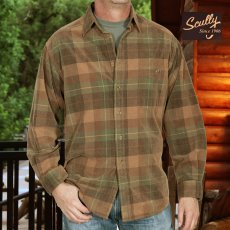 画像1: スカリー 長袖 コーデュロイ シャツ ブラウン・グリーンS/Scully Long Sleeve Corduroy Plaid Shirt  (1)