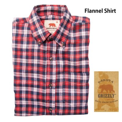 画像1: ダコタ グリズリー フランネル シャツ レッド・ネイビー・ホワイト（長袖）M/Dakota Grizzly Long Sleeve Flannel Shirt(Red/Navy/White)