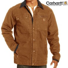 画像1: カーハート サンドストーン キルト フランネル ラインド マルチ ポケット ジャケット （J285ブラウン）M/Carhartt Quilted Flannel Lined Sandstone Multi Pocket Jacket(Brown) (1)