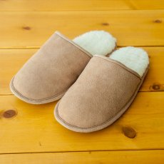 画像1: レザー ルームシューズ・スリッパ（ベージュ）/Suede Scuff Slippers(Beige) (1)