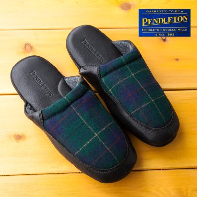 画像1: ペンドルトン レジスタードタータン ウール&レザー スリッパ/Pendleton Slipper(Registered Tartan)