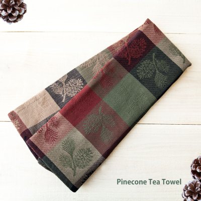 画像1: ジャガード織り パインコーン ティータオル・キッチンタオル/Pinecone Tea Towel Kitchen Dish Towel 