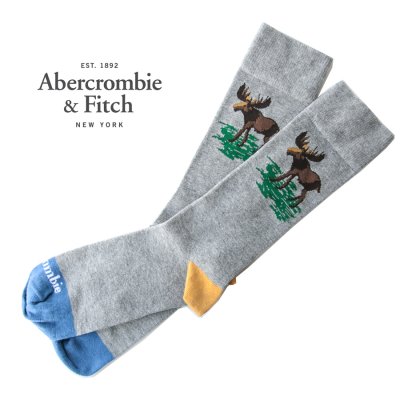 画像1: アバクロンビー＆フィッチ ソックス（ムース・グレー）/Abercrombie&Fitch Socks(Moose/Grey)