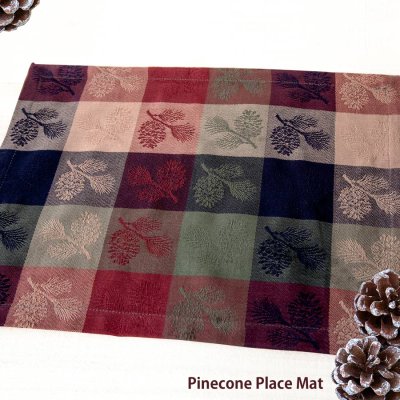 画像1: ジャガード織り パインコーン プレースマット・ランチョンマット/Pinecone Place Mat