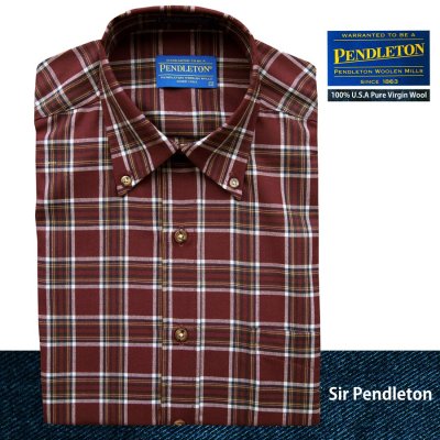 画像1: ペンドルトン サーペンドルトン ウールシャツ（バーガンディー・タン）S/Pendleton Sir Pendleton Wool Shirt