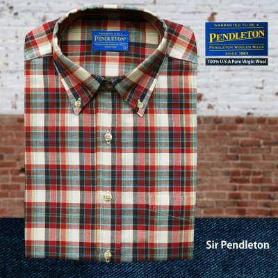 画像1: ペンドルトン サーペンドルトン ウールシャツ（タン・ネイビー・バーガンディー）ラージサイズ  XL（身幅約66cm）/Pendleton Sir Pendleton Wool Shirt