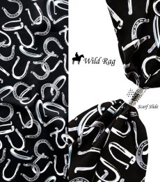 画像4: ワイルドラグ（カウボーイ大判スカーフ）ホースシュー（ブラック）/100% Silk Wild Rags Horseshoe(Black) (4)