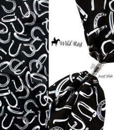 画像4: オースティン アクセント ワイルドラグ（カウボーイ大判スカーフ）ホースシュー（ブラック）/Austin Accent Inc.100% Silk Wild Rags Horseshoe(Black) (4)