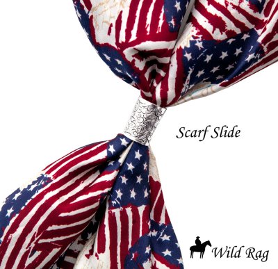 画像1: スカーフ スライド スカーフ留め ウエスタン 大判スカーフ ワイルドラグ用（フローラル・アンティークシルバー）/Scarf Slide（Floral Antique Silver)