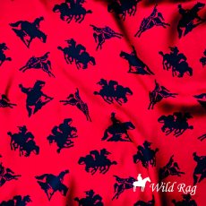 画像1: カウボーイ 大判スカーフ ワイルドラグ ブロンコライダー レッド・ブラック/100% Silk Wild Rags (1)