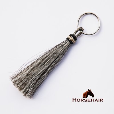 画像1: 馬の毛 ホースヘアー タッセル キーホルダー（グレー）/Horse Hair Tassel Keychain