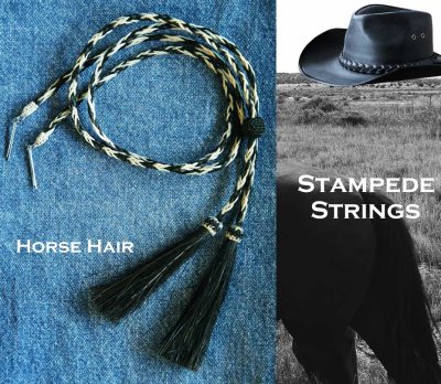 画像1: ハット用 あご紐 ホースヘアー 馬毛 スタンピード ストリングス ブラック・ナチュラル/Horse Hair Stampede Strings