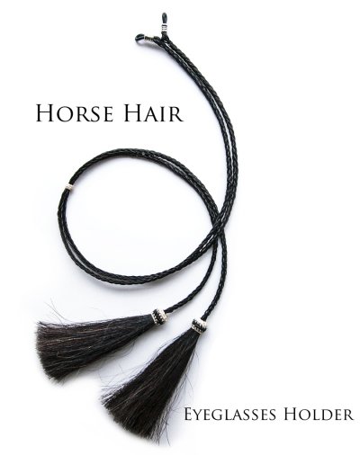 画像3: メガネ用 サングラス用 ストラップ ホルダー 馬の毛 ホースヘアー タッセル付（ブラック）/Eyeglass Holder w/Tassels Horse Hair(Black)
