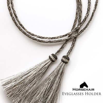 画像1: メガネ用 サングラス用 ストラップ ホルダー 馬の毛 ホースヘアー タッセル付（グレー）/Eyeglass Holder w/Tassels Horse Hair(Grey)